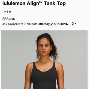 Lulu Lemon Align Tank Top Black Size 6